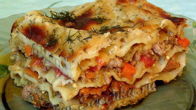 Рецепт лазаний с фаршем и баклажанами