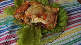 Рецепт Овощной лазанья из лаваша с лечо и баклажаном