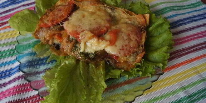 Рецепт Овощной лазанья из лаваша с лечо и баклажаном