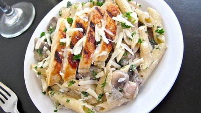 Рецепт макарон с грибами и курицей