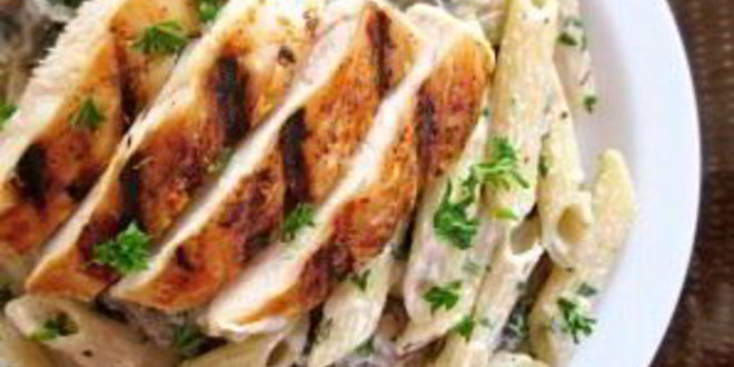 Рецепт макарон с грибами и курицей