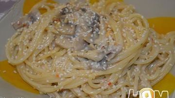 Рецепт Пасты с грибами в сливочном соусе