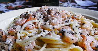 Рецепт Пасты с креветками в чесночно-сливочном соусе