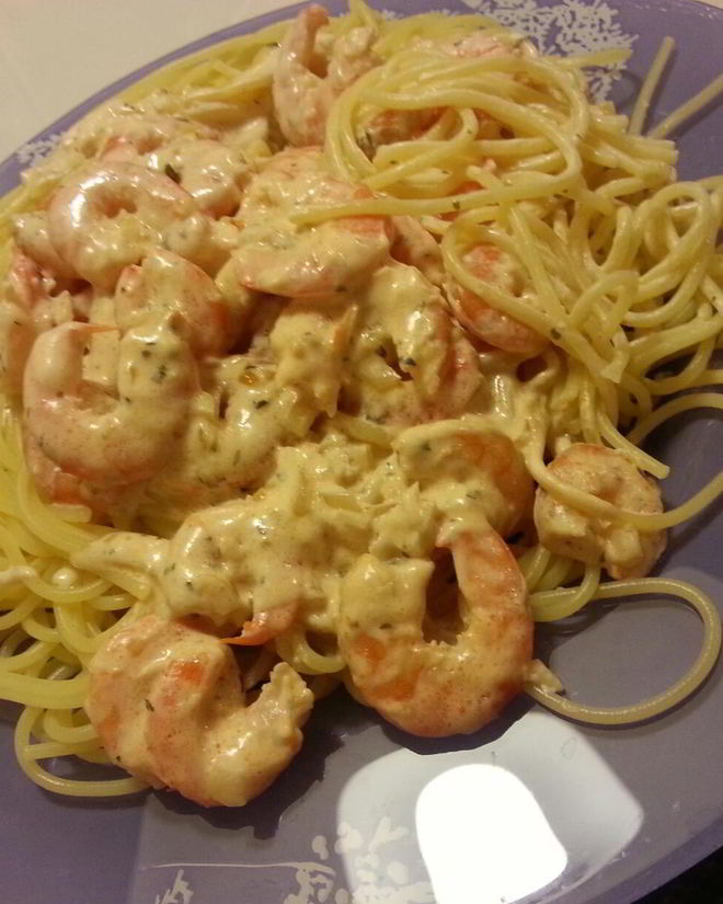 Рецепт пасты с креветками в чесночно-сливочном соусе