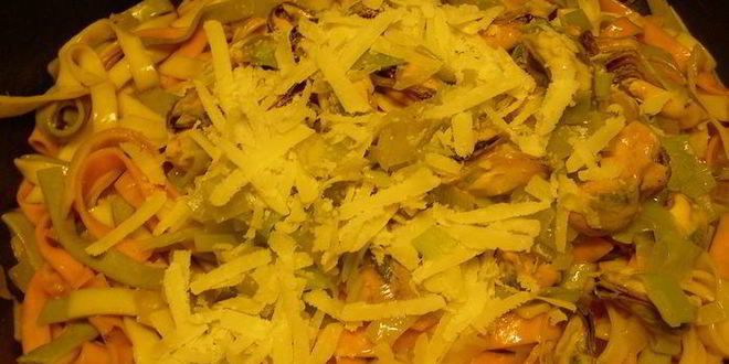 Рецепт пасты с мидиями, шафраном и белым вином