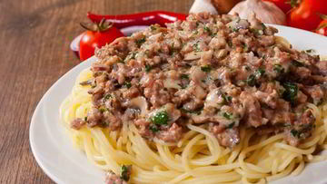 Рецепт Спагетти с фаршем и грибами
