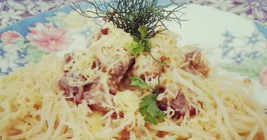 Рецепт Спагетти с говядиной в сливочно-сырном соусе