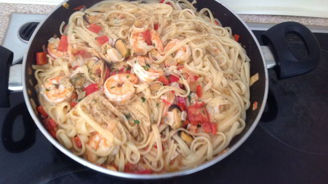Рецепт спагетти с креветками