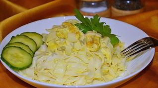 Рецепт Спагетти с курицей в сливочном соусе