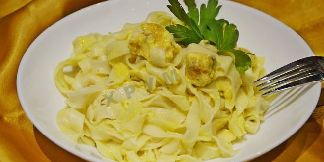 Рецепт спагетти с курицей в сливочном соусе
