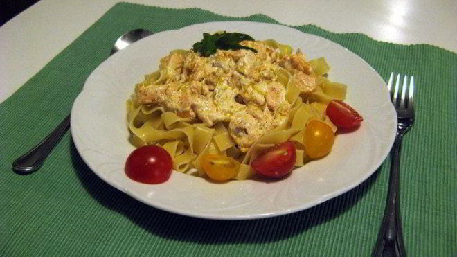 Рецепт спагетти с семгой