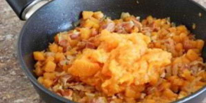 Рецепт спагетти в тыквенном соусе с беконом