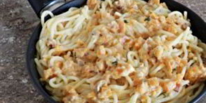 Рецепт спагетти в тыквенном соусе с беконом