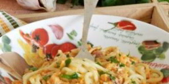 Рецепт спагетти в тыквенном соусе с беконом