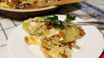 Рецепт Картошки по-французски с грибами лисичками в духовке