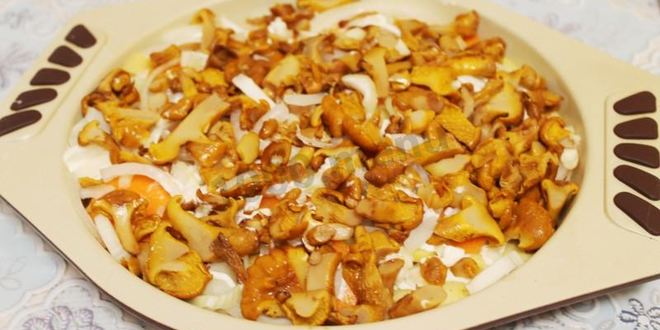 Рецепт картошки по-французски с грибами лисичками в духовке