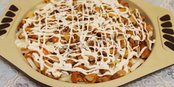 Рецепт картошки по-французски с грибами лисичками в духовке