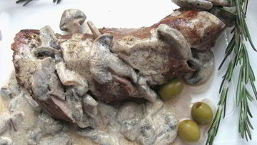 Рецепт Сочной телячьей вырезки по-французски с шампиньонами