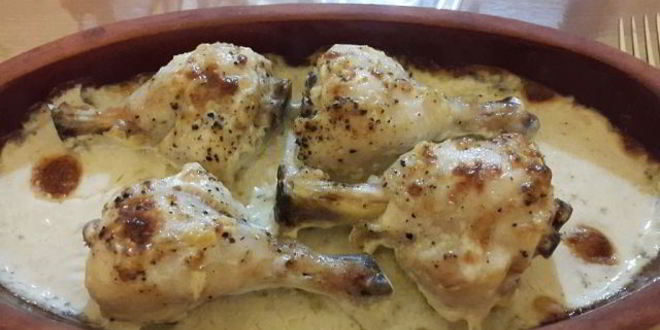Рецепт Куриных голеней, запеченных в сливках с чесноком