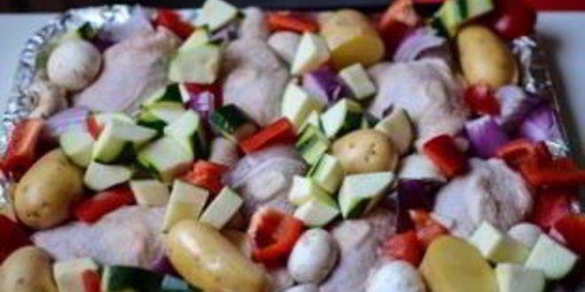 Рецепт курицы, запеченной с овощами в духовке