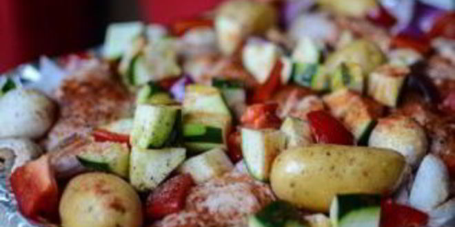 Рецепт курицы, запеченной с овощами в духовке