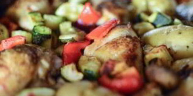 Рецепт курицы, запеченной с овощами в духовке