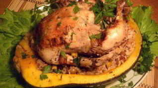 Рецепт Курицы, запеченной в тыкве