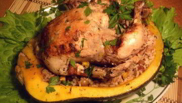 Рецепт Курицы, запеченной в тыкве