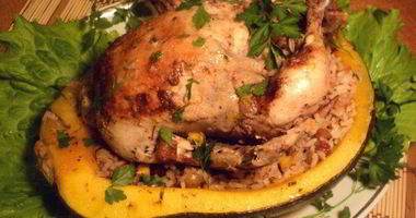 Рецепт Курицы, запеченной в тыкве