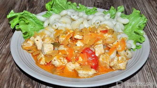 Рецепт мяса индейки в томатно-сырном соусе