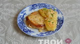 Рецепт Свинины под горчичным маринадом с картофелем и луком
