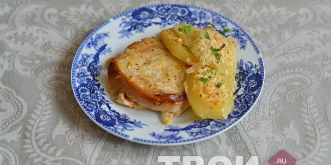 Рецепт Свинины под горчичным маринадом с картофелем и луком