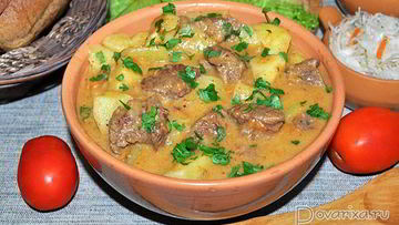 Рецепт Тушеной говядины с картофелем