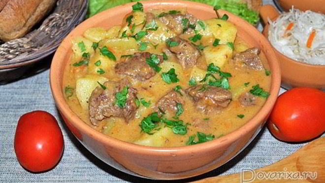 Рецепт тушеной говядины с картофелем