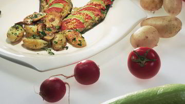 Рецепт Фаршированных баклажанов с жареной картошкой