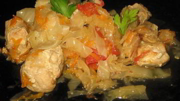 Рецепт Капусты со свининой в мультиварке