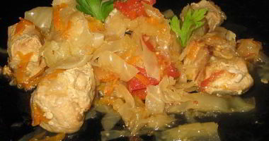 Рецепт Капусты со свининой в мультиварке