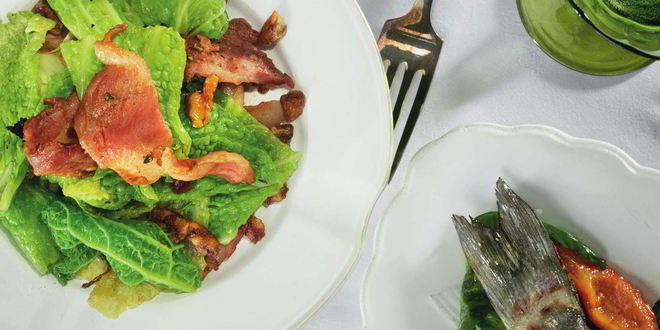 Рецепт Тушеной савойской капусты, каштаны и панчетта