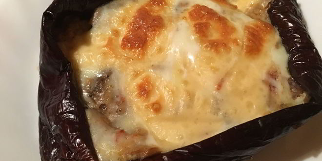 Рецепт Запеченного целиком баклажан с овощами