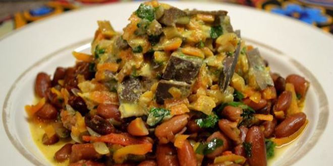 Рецепт фасоли и печень свиная