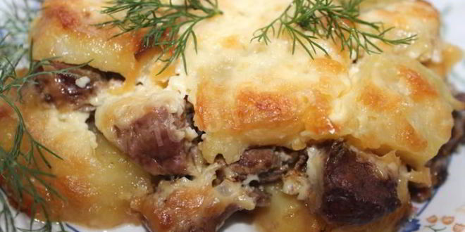 Рецепт Говяжьей печени в духовке со сметаной