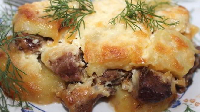 Рецепт говяжьей печени в духовке со сметаной