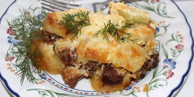 Рецепт говяжьей печени в духовке со сметаной