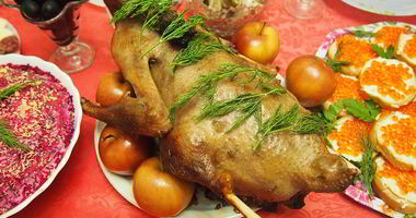 Рецепт Гуся с гречкой, грибами и печенью в рукаве