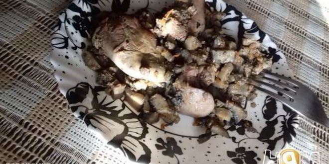 Рецепт Куриной печени с грибами