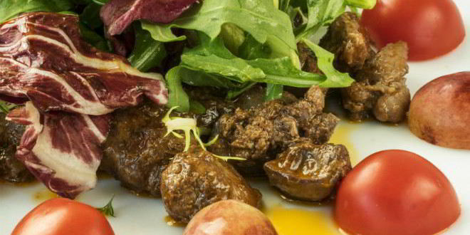 Рецепт Куриной печени с помидорами и кунжутом