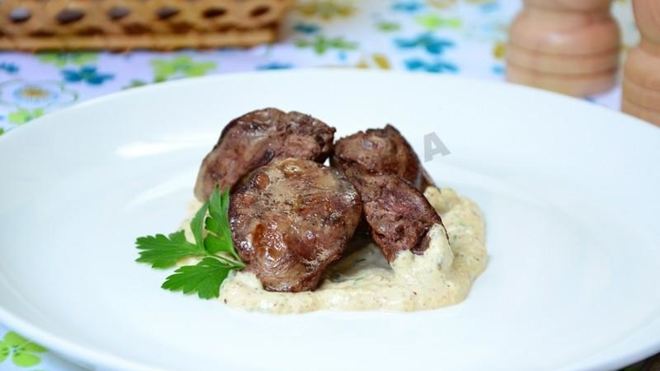 Рецепт куриной печени в сливочно-горчичном соусе