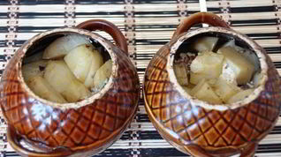 Рецепт Печени с грибами запеченная в горшочке