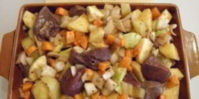 Рецепт печени с овощами в духовке