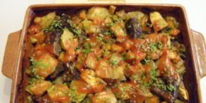 Рецепт печени с овощами в духовке